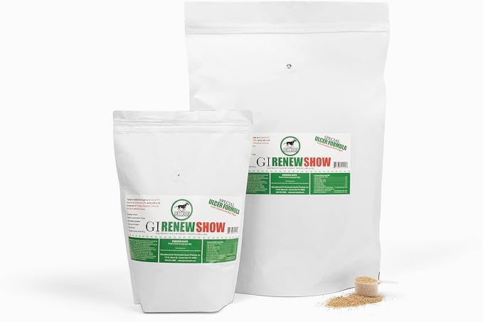 GI Renew Show, Probiotics for Equine, Immune and Appetite Stimulation, Prebiotics, Digestive Enzymes | Horse Supplement Providing Ulcer Relief and Treatment, Organic Toxin Binder, 6 LB Bag