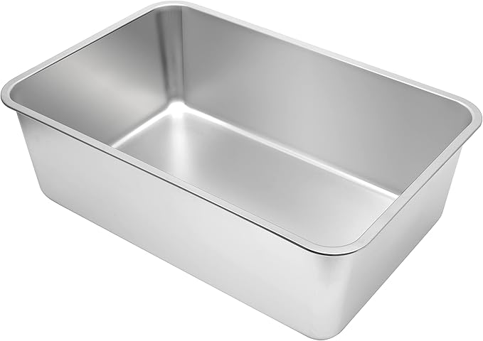 Kichwit Large Stainless Steel Cat Litter Box with High Sides, Metal Litter Pan for Big Cats, Non Stick Smooth Surface, Easy to Clean (23.4" L x 15.5" W x 7.6" H)