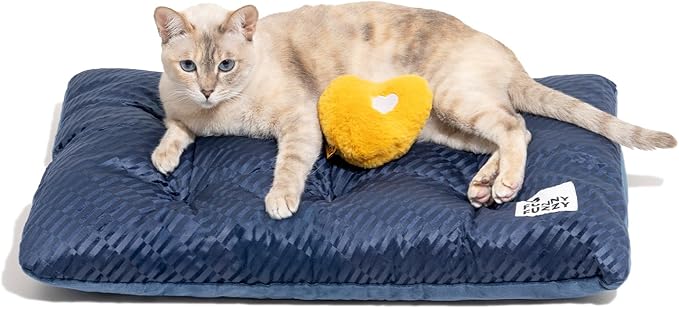 FUNNY FUZZY 2 in 1 Dog Bed Crate Pad Mat, Washable Reversible Pet Floor Mats,Fluffy Kennel Pad for Small Large Sized Dog,Indoor Cats,Sleeping Mattress, 23.6" × 17.9", Midnight Blue