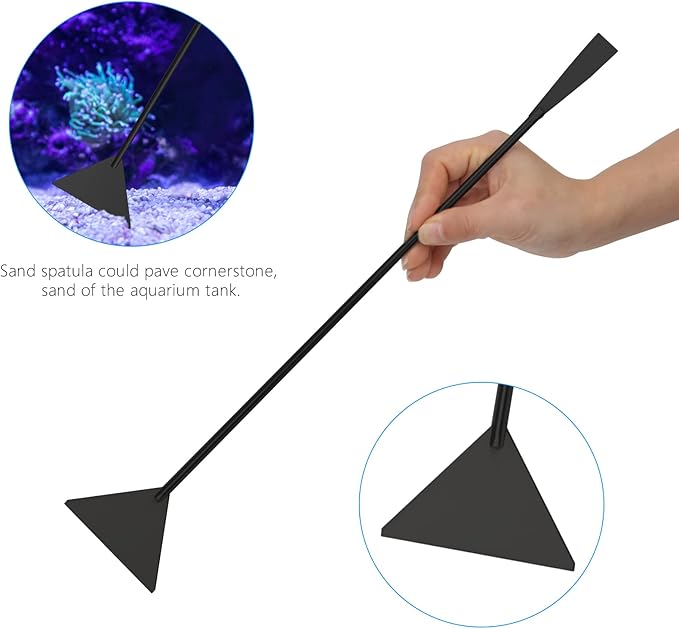 Aquarium Aquascape Tools Kit 15in, 4 in 1 Anti-Rust Aquatic Plant Aquascaping Tool Stainless Steel Tweezer Scissor Spatula for Aquarium Tank Clean Fish Tank Aquascape Accessories Set (black)