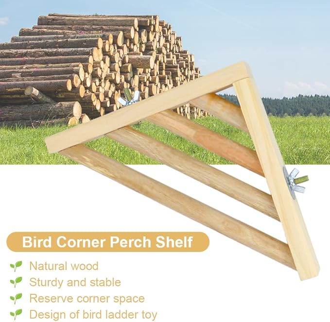Litewoo Bird Perch Corner Platform Stand Shelf for Birds Budgie Parakeet Cockatiel Conure Cockatoo（Ladder）