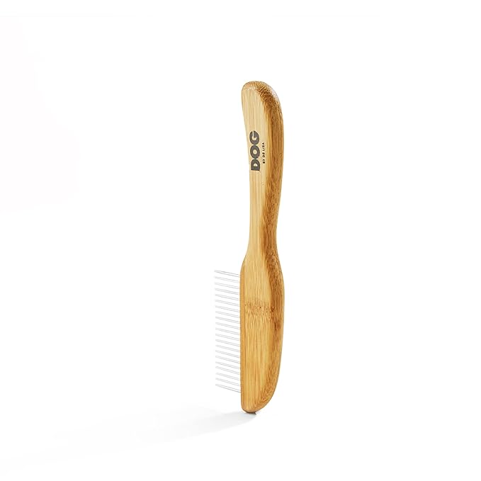 DOG by Dr Lisa - Comb - Detangling Dog Comb - Dematting Grooming Tool - Metal Combs Teeth Removes Knots and Tangles - Stimulate Blood Flow and Increase Natural Coat Oils - Made From Sustainable Bamboo