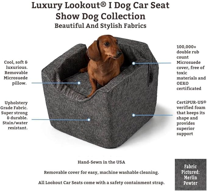 Snoozer Pet Products - Luxury Lookout I Dog Car Seat with Show Dog Microsuede, Small - Palmer Dove