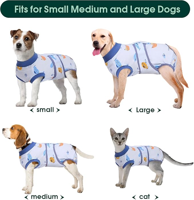 Kuoser Recovery Suit for Dogs Cats After Surgery, Professional Pet Recovery Shirt Dog Abdominal Wounds Bandages, Substitute E-Collar & Cone,Prevent Licking Dog Onesies Pet Surgery Recovery Suit