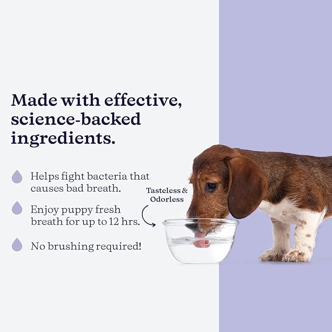 ROSEY'S PUPPY FRESH BREATH - Dog Water Additive for Dental Care - Maintains Fresh Breath & Clean Teeth for Dogs - Dog Breath Freshener for Promoting Healthy Gums & Fights Plaque Buildup - 8 Oz