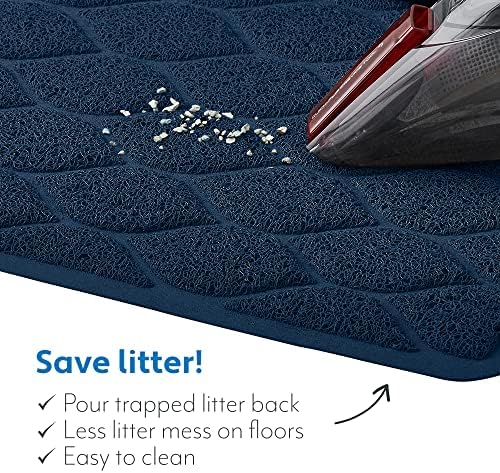 MIGHTY MONKEY Waterproof Cat Litter Box Mat, BPA Free, 24x17 Navy