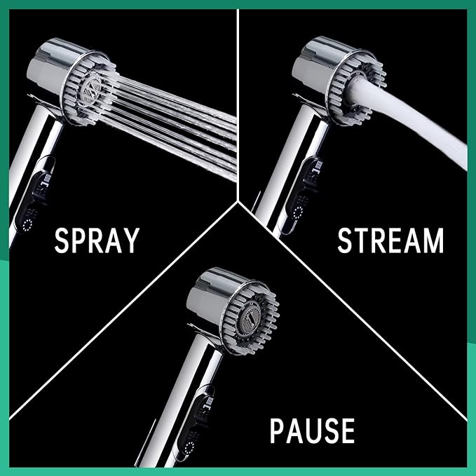 3 Mode Dog Shower Attachment, High Pressure Handheld Sprayer with ON/OFF Switch, G1/2" Metal Shower Diverter, 100 Inches Stainless Steel Hose, No Drill Hook, for Indoor Pet Bathing and Washing