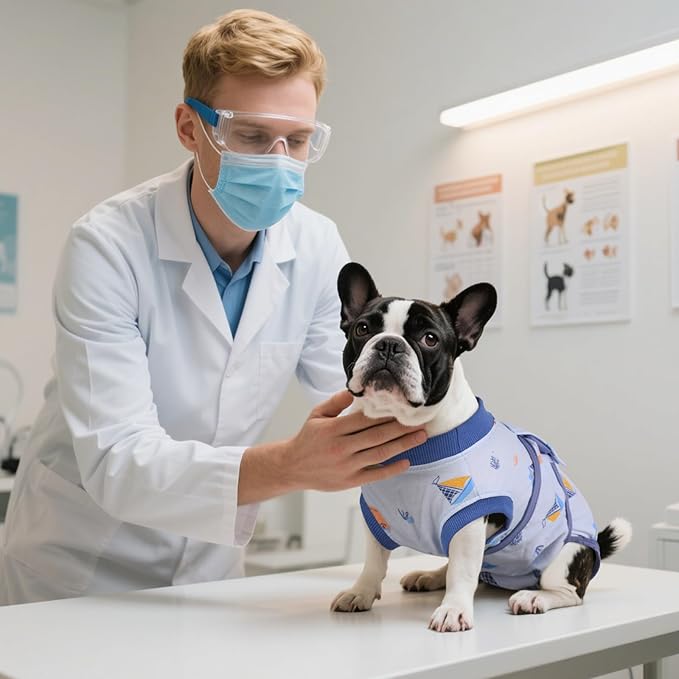 Kuoser Recovery Suit for Dogs Cats After Surgery, Professional Pet Recovery Shirt Dog Abdominal Wounds Bandages, Substitute E-Collar & Cone,Prevent Licking Dog Onesies Pet Surgery Recovery Suit