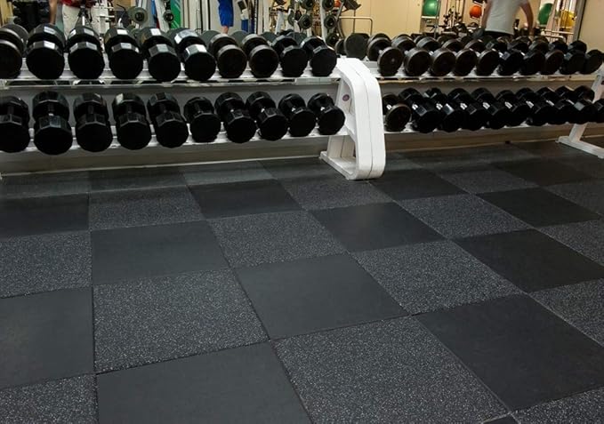 American Floor Mats - Extreme Rubber Gym Tiles - 1 Inch Thick Colorful Rubber Gym Tiles - Superior Shock and Sound Absorbing Tiles - 35% Green/Grey/White 25 Tile Pack (Covers 100 Sq Ft)