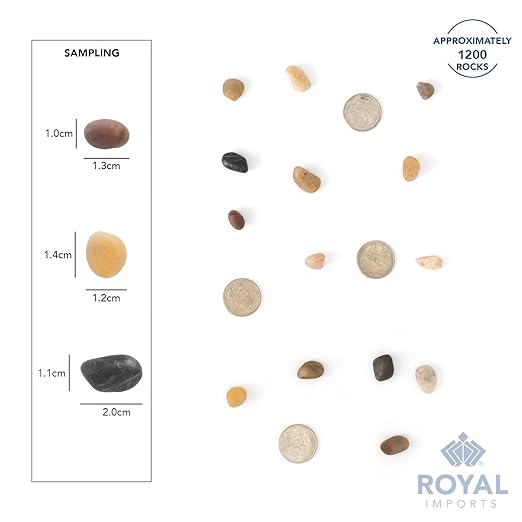 Royal Imports 5LBS River Rocks Decorative Ornamental Pebbles, Garden Landscaping Stones, Gravel Filler for Plants, Vases, Succulents, Home Decor, Aquariums, Crafting, Animal Habitat - Small Natural