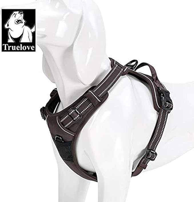 TRUE LOVE Adjustable No-Pull Dog Harness Reflective Pup Vest Harnesses Comfortable Control Brilliant Colors Truelove TLH5651(Brown,XS)