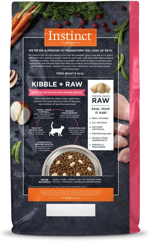 Instinct Raw Boost Indoor Health, Natural Dry Cat Food with Freeze Dried Pieces, Grain Free Recipe - Real Chicken, 5 lb. Bag