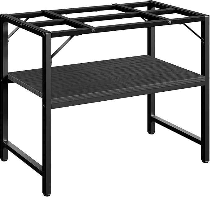 40-50 Gallon Fish Tank Stand, Aquarium Stand with 2-Tier Storage Shelves, Heavy Duty Breeder Turtle Terrarium Stand Rack for Home Office, 36.2" L x 18.9" W x 24.4" H, Black FTBK4001