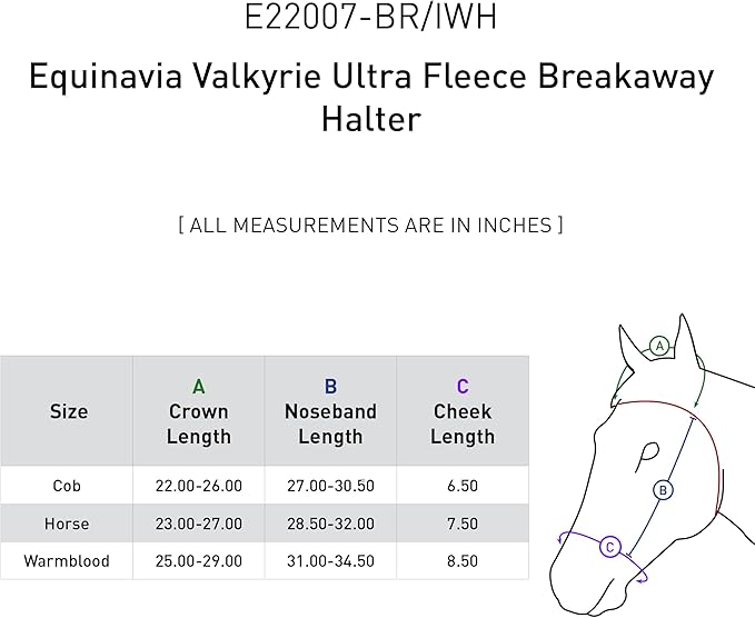 Equinavia Valkyrie Soft Ultra Fleece Padded Adjustable Breakaway Horse Halter - Brown/Ivory White - Cob