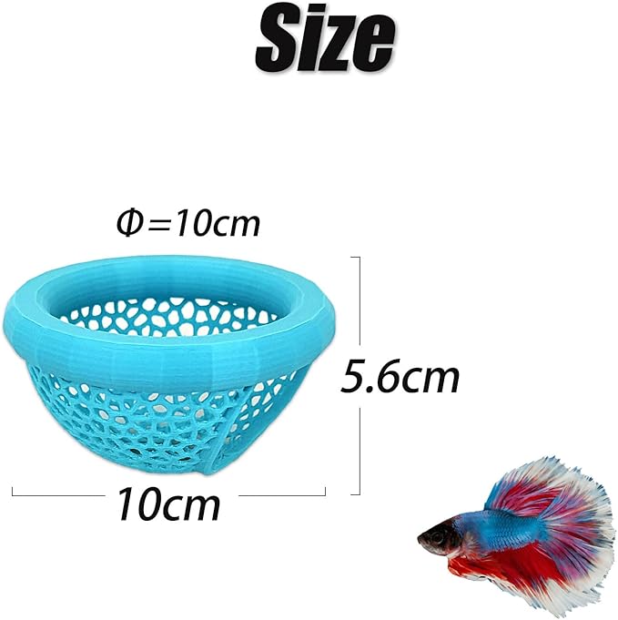 Aquarium Floating Betta Fish Skins, Betta or Shrimp Feeder, Cave and Hammock, Small Fish Feeding Rings, Aquarium Hiding Feeding Decorative Accessories (Cyan)