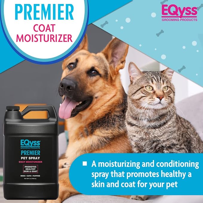 EQyss Premier Pet Spray - Moisturizes & Conditions for Healthy Skin & Coat, Non-greasy, Repels Dust & Dirt - Great for Dogs, Cats, Puppies (128 oz)