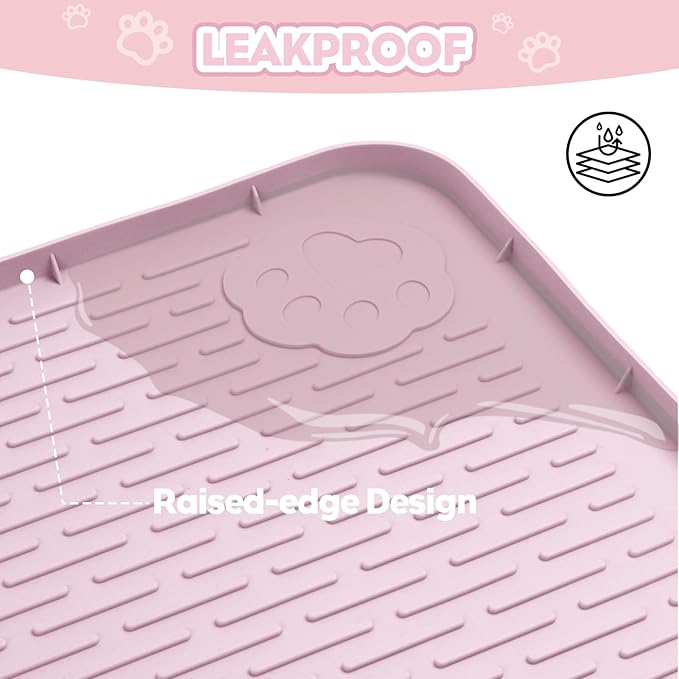 Cat Litter Mat, Extra Large 40" x 28" Silicone Mat Litter Trapping Mat for Scatter Control, Soft on Kitty Paws, Easy to Clean (Pink)