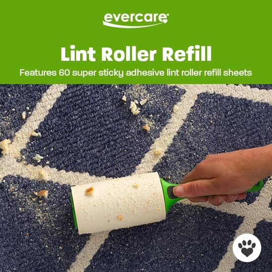 Evercare Pet Lint Roller Refill, Manual Operation, 60 Sheets per Roll