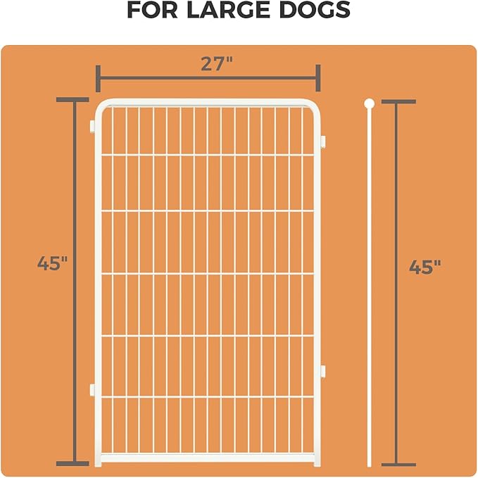FXW Homeplus Unleashed Indoor Dog Playpen - Stress-Free and Safe Play, Heavy Duty 45 Inch 2 Wire Panels Dog Pen for Large Dogs, White│Patented