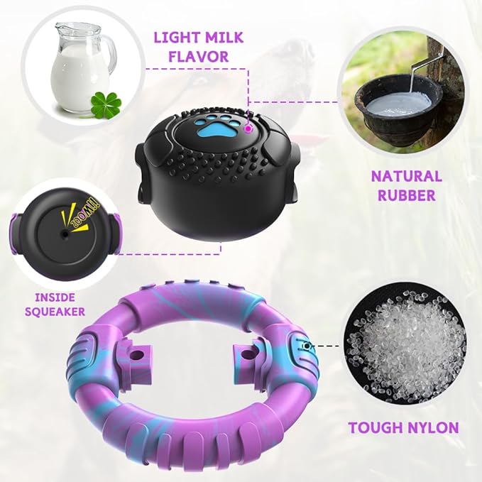 Dog Toys for Aggressive Chewers Large Medium Small Breed Indestructible Durable Tough Squeaky Dog Chew Toys to Keep Them Busy Nylon Rubber Interactive Dog Toys