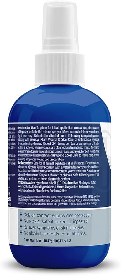 Vetericyn Plus Dog Wound Care Hydrogel Spray | Healing Aid and Wound Protectant, Sprayable Gel to Relieve Dog Itchy Skin, Safe for All Animals. 3 Ounces