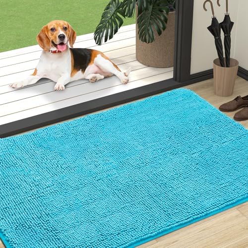 OLANLY Dog Door Mat for Muddy Paws 47x32, Super Absorbent Chenille Mud Mat