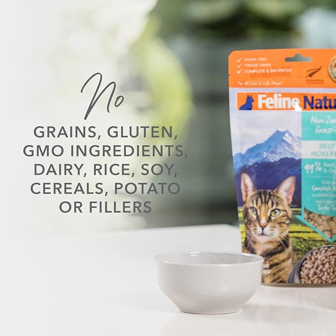 Feline Natural High Protein Dry Cat Food, Freeze-Dried Diet with 98% Meat, Organs & Seafood, No Peas, Grains, or Artificial Additives, Made in New Zealand, Chicken, 11oz