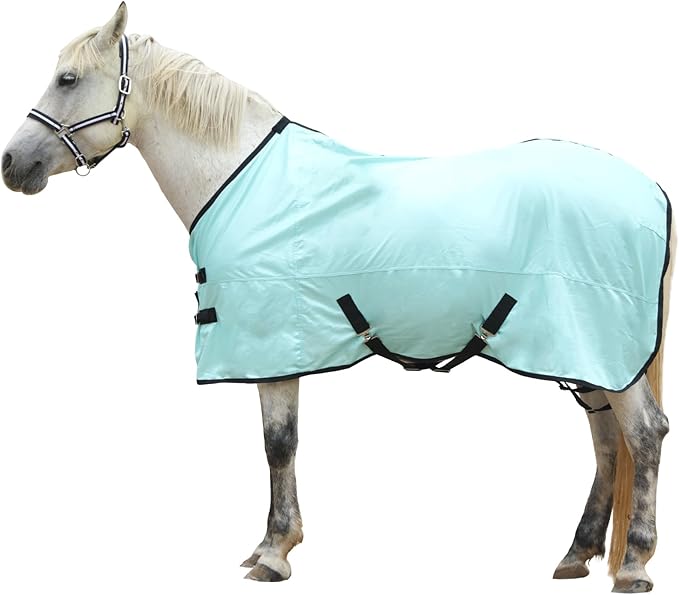 Horse Fly Sheet, Standard Neck Comfy Mesh Fly Sheet for Horses, Equine Summer Sheets UV-Protective Green 84