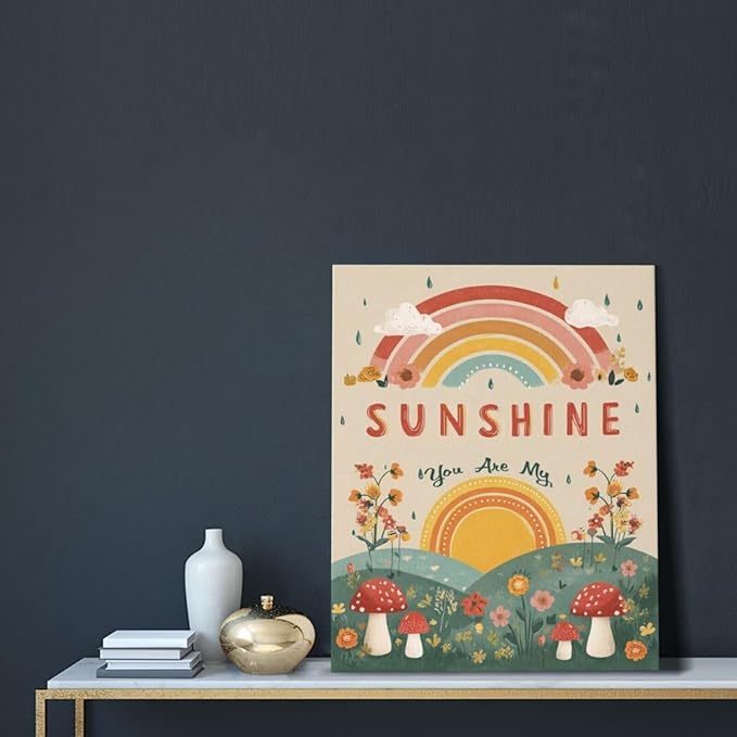 You Are My Sunshine Inspirational Canvas Wall Art Motivational Encouragements Wall Decor First Communion Gifts for Girls Boys Toddler Teens Pictures Painting Print Artwork Framed Decorations Nursery Dorm Bedroom 16"x20"