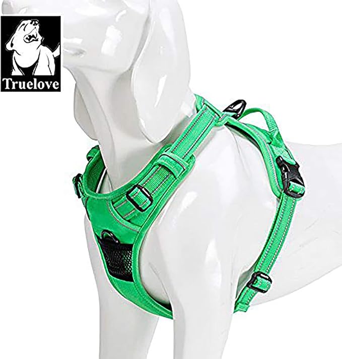 TRUE LOVE Adjustable No-Pull Dog Harness Reflective Pup Vest Harnesses Comfortable Control Brilliant Colors Truelove TLH5651(Grass Green,M)