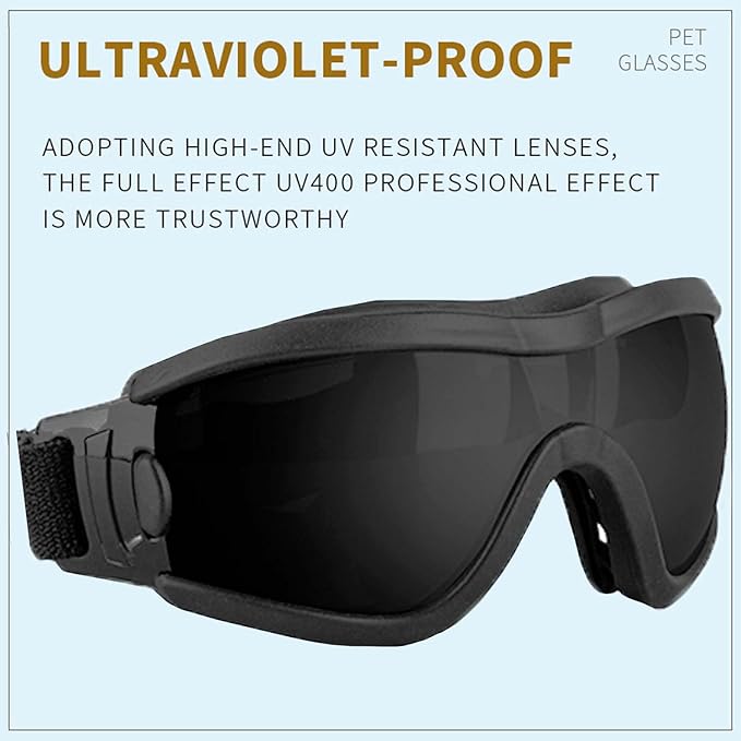 Medium Dog Sunglasses with Adjustable Strap UV Protection, Winproof Puppy Sunglasses, Suitable for Dogs Eyes Protection，Soft Dog Goggles