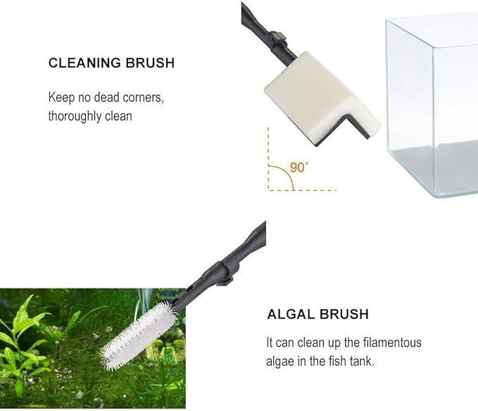 UPETTOOLS Aquarium Clean Tool 6 in 1 Fish Tank Cleaning Kit Algae Scraper Scrubber Pad Adjustable Long Handle Fish Tank Brush Cleaner Set