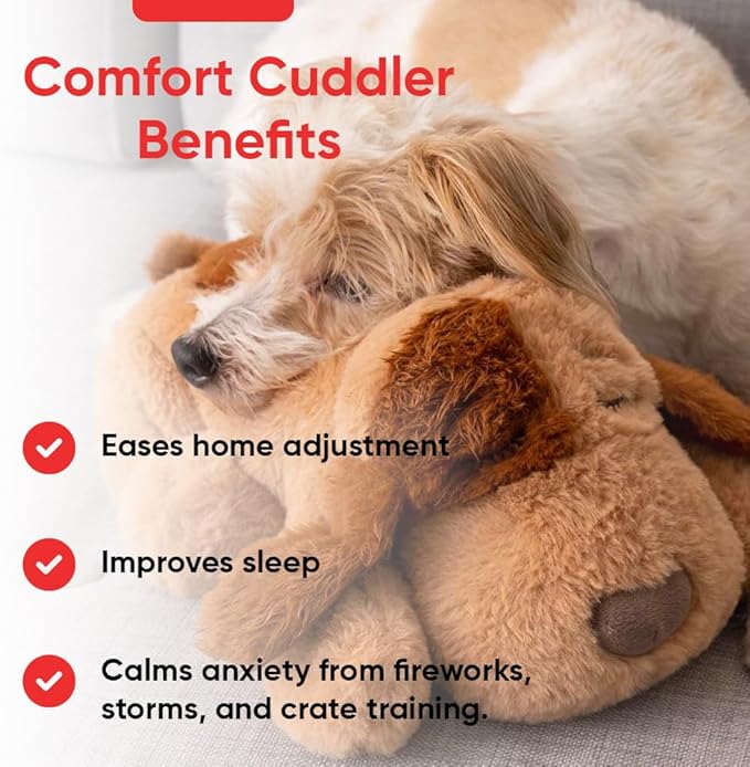 iHeartDogs Heartbeat Puppy Toy - Comfort Cuddler Pillow - Dog Anxiety Toy