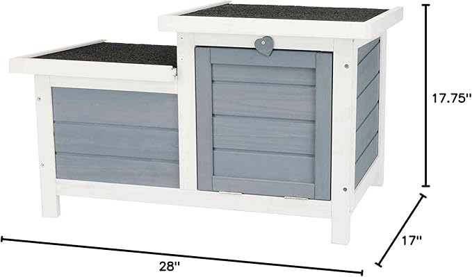 TRIXIE natura Small Animal House - Outdoor/Indoor Rabbit Hideout with Hinged Roof & Raised Floor - Solid Wood House with 2 Entry Ramps, Weather-Resistant Home for Bunnies & Guinea Pigs - in Gray