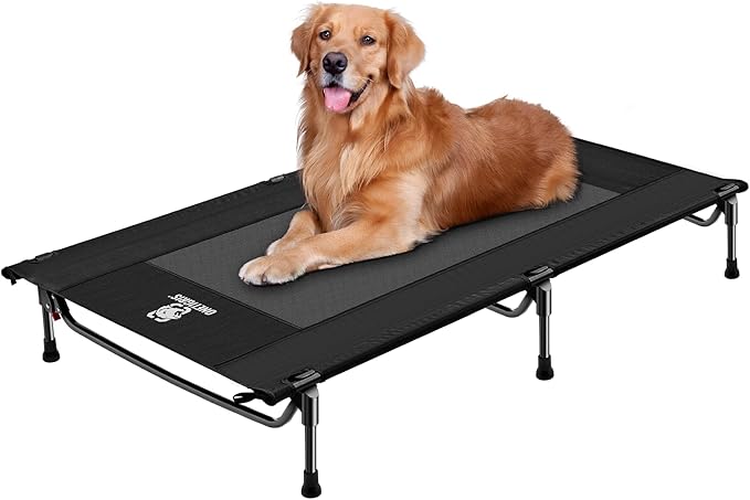 ONETIGRIS Elevated Dog Bed for Large Dogs, Outdoor Dogs Cod Large Raised Dog Bed with Chew Proof Mesh, No-Slip Portable Bed for Indoor & Outdoor Portable