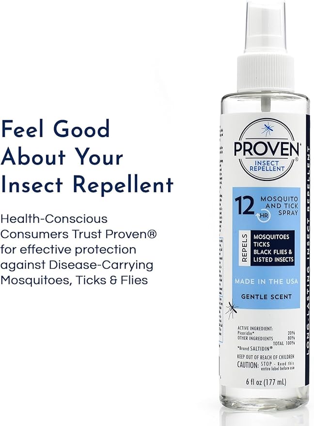Proven Insect Repellent Spray, Keep Mosquitoes, Ticks and Flies Off, DEET Alternative Repellent, Up to 12-Hour Protection, Great for Camping or Hiking, 6 Ounce, Gentle Scent Spray, 2 Pack