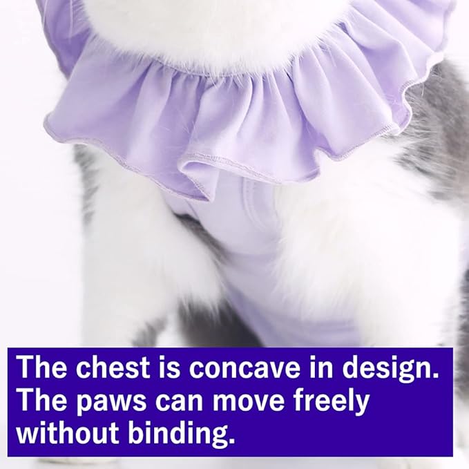 Cat Recovery Suit for Abdominal Wounds and Skin Diseases, Breathable Surgical Recovery Shirt After Surgery Wear Anti Licking Wounds,E-Collar Alternative for Cats Pet Kitten(RSC01-purple-l)