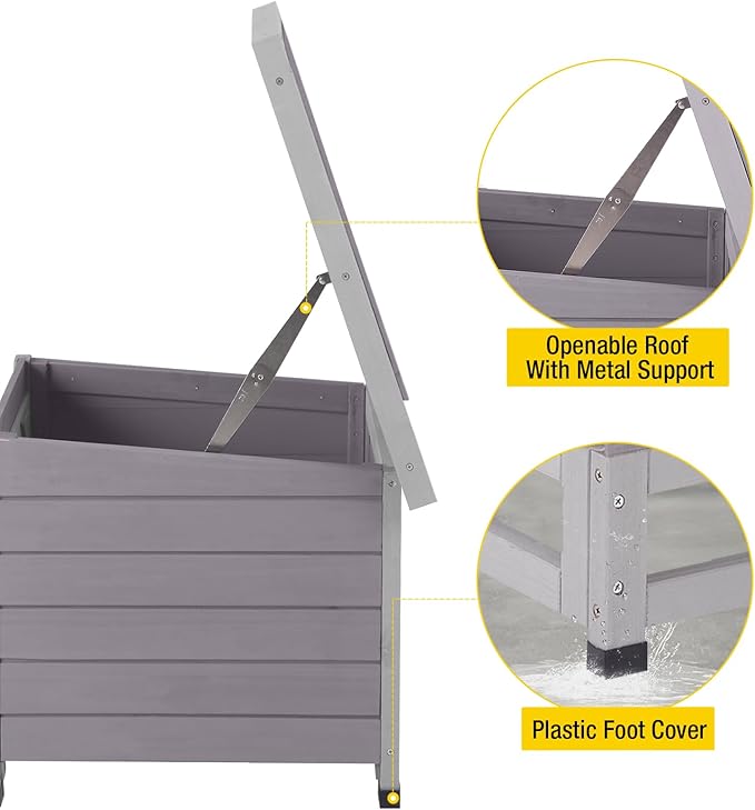 Aivituvin Cat House Waterproof Feral Kitty Shelter Outdoor Indoor Rabbit Hutch for Bunnies,Cats,Dogs and Other Small Animals,Asphalt Roof