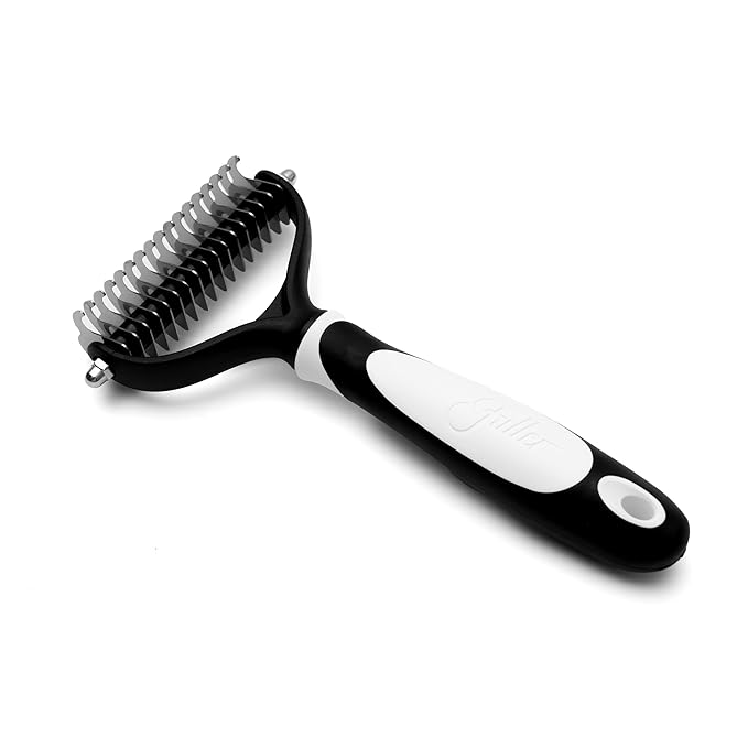 Fuller Brush Dual-Head Dematting Pet Comb - Stainless Steel Teeth with Slightly Sharp Edges - 7 Narrow-Gap & 9 Wider-Gap on Other Side - Use to Remove Stubborn Fur & For Grooming Dogs & Cats