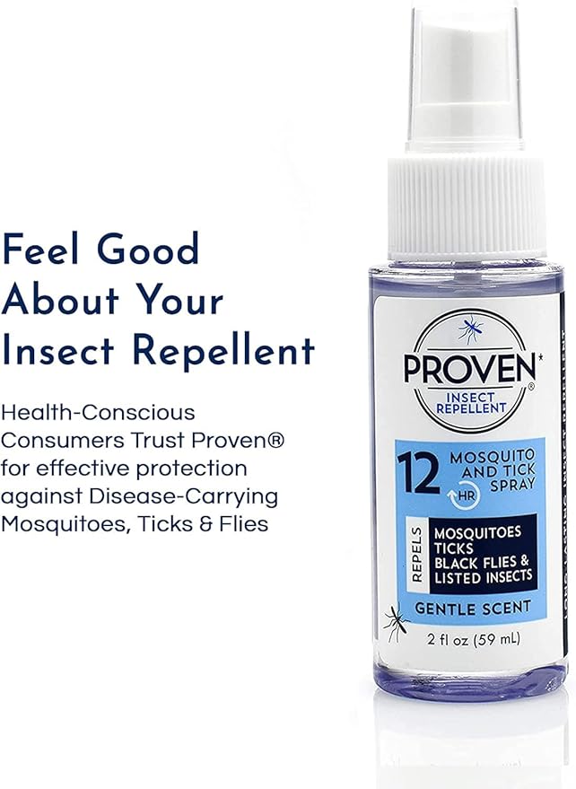 Proven Insect Repellent Spray, Keep Mosquitoes, Ticks and Flies Off, DEET Alternative Repellent, Up to 14-Hour Protection, Great for Camping or Hiking, 2 Ounce, Gentle Scent Spray, 2 Pack