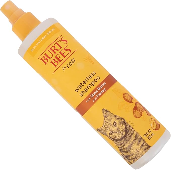 Burt's Bees for Pets Waterless Cat Shampoo for Cats with Shea Butter and Honey - A No Rinse Dry Kitten Shampoo, Gentle Cat Grooming Supplies for Pet Cleaning, Kittens & Indoor Cats, 10 Fl Oz
