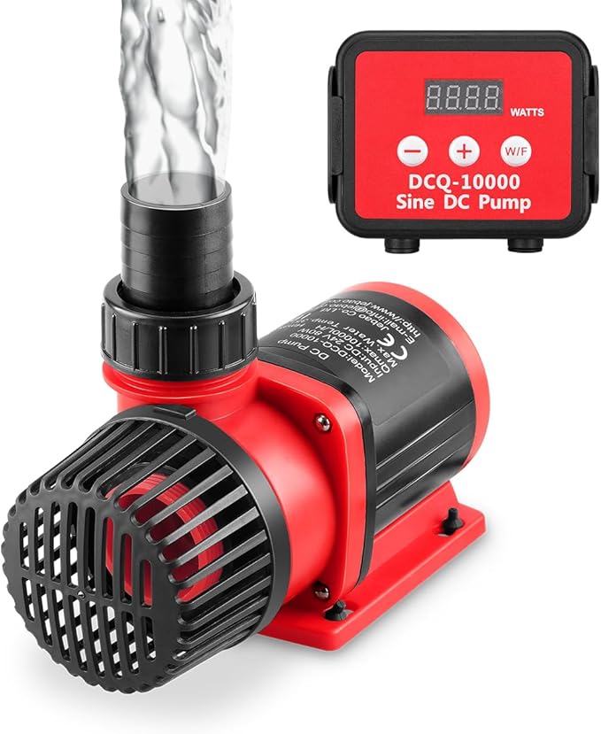 2640GPH 80W Aquarium DC Retrun Pump With LCD display Controller,DC24V 18FT Lift Controllable water pump for fresh and marine water fish tank,100 speeds ECO Quiet inline and submersible pump