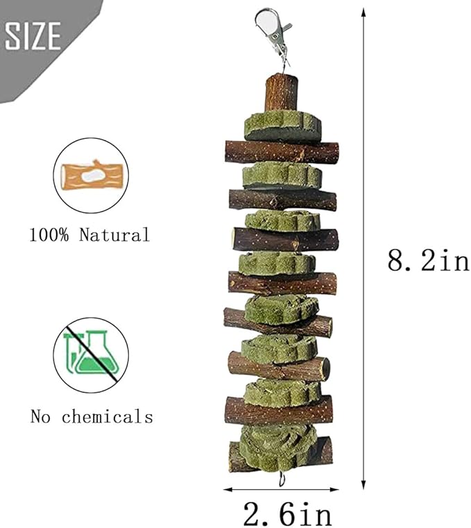 PINVNBY Bunny Chew Toys for Teeth Natural Organic Fruitwood Rabbits Cage Molar Sticks for Chinchillas, Guinea Pigs, Hamsters, Parrots and Other Small Pet Chewing Improve Dental Health