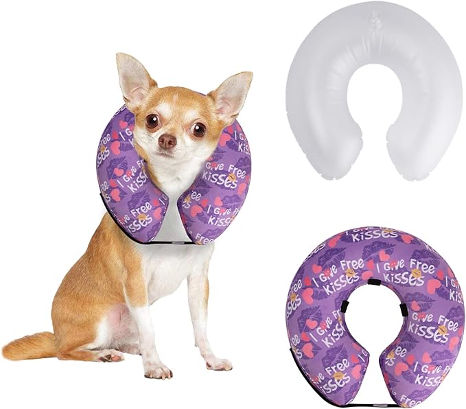 CuteBone Inflatable Dog Donut Collar with Removable Soft Fleece Covers for Small/Medium/Large Dogs and Cats After Surgery GWB06M
