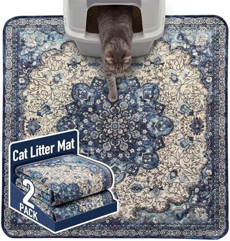 Hompet Cat Litter Mat 2 Pack, 36x36 Large Machine Washable Trapping Mats