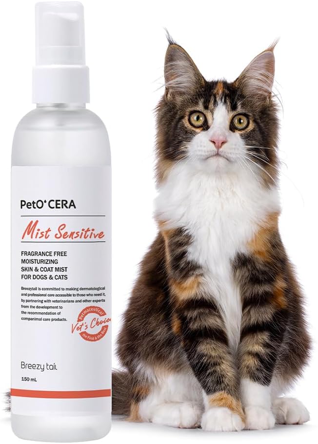 PetO'Cera Mist Spray, Unscented - Anti-Itch & Dandruff Treatment for Dogs & Cats, Hydrating Grooming Supplies Mist with Ceramide, Soothing Relief for Sensitive & Dry Skin 5.07 fl oz/150ml