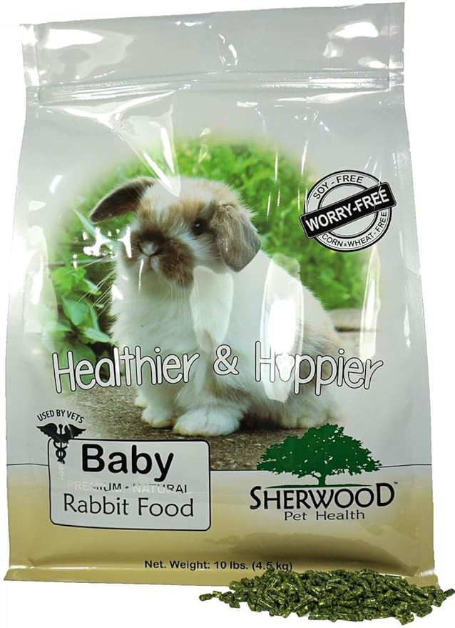Sherwood Baby Rabbit Food. Hay-Based Pellet. No Wheat, Corn, or Soy for Better Digestion. 10 lbs