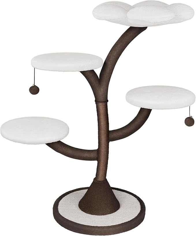 Multi-Level Modern Cat Tree, All-in-One Cat Tower with Scratching Post, Flower Cat Tree Houses for Indoor Cats