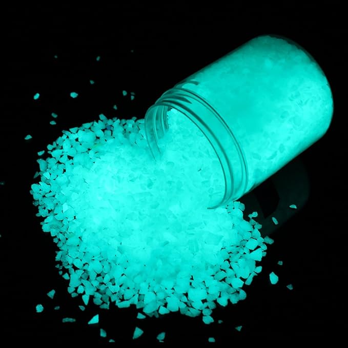 Shiny Stone Glow in The Dark Gravel, Fish Tank Aquarium Gravel Sand, Decorative Gravel Rocks,Aquarium Gravel Stones for Home and Fairy Garden Decoration,305g/0.67lbs (Blue Green, 3-5mm)