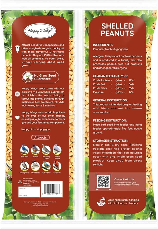 Shelled Peanuts Seeds Combo Wild Bird Food - 10 Pounds- 5 Pounds Combo Pack of 2 I No Grow Seed I Bird Food for Wild Birds